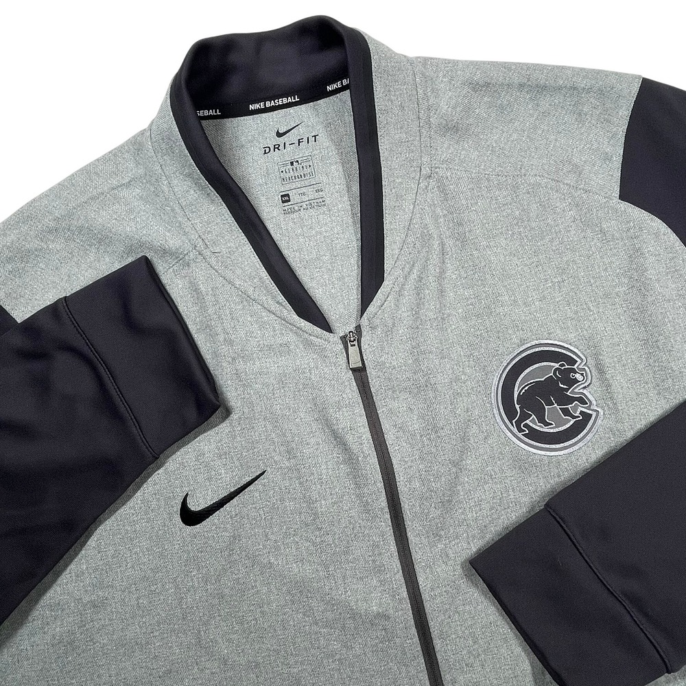 Nike Chicago Cubs Jacket Mens‎ XXL Grey Black Dri-FIT MLB Baseball Full Zip